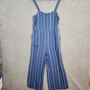 Gap Womens Sz 2 Blue Striped Wide Leg Romper Ladies 21" Inseam